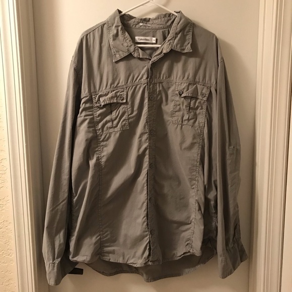 Calvin Klein XXL Gray Button Down Shirt - Picture 1 of 3
